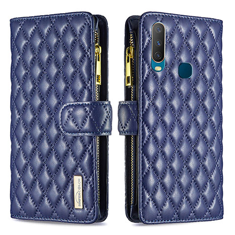 Coque Portefeuille Livre Cuir Etui Clapet B12F pour Vivo Y12 Bleu