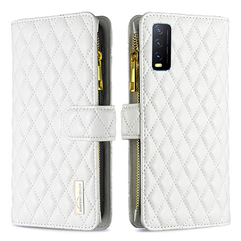 Coque Portefeuille Livre Cuir Etui Clapet B12F pour Vivo Y12s (2021) Blanc