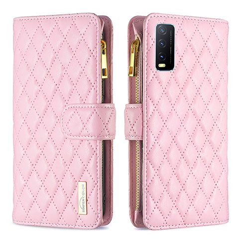 Coque Portefeuille Livre Cuir Etui Clapet B12F pour Vivo Y12s (2021) Or Rose