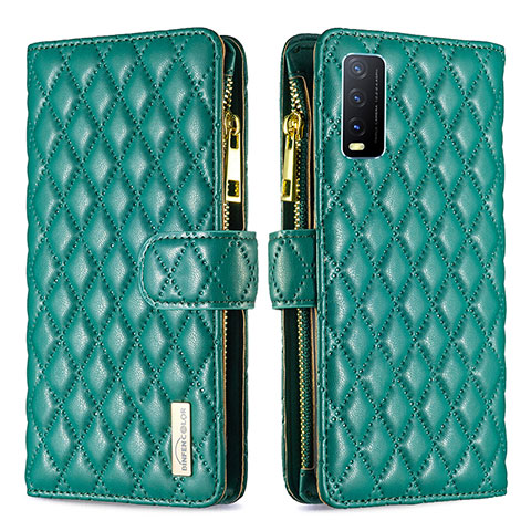 Coque Portefeuille Livre Cuir Etui Clapet B12F pour Vivo Y12s (2021) Vert