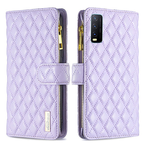 Coque Portefeuille Livre Cuir Etui Clapet B12F pour Vivo Y12s (2021) Violet