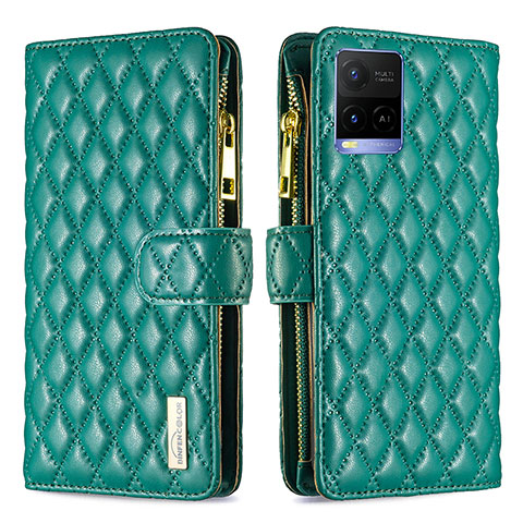 Coque Portefeuille Livre Cuir Etui Clapet B12F pour Vivo Y21a Vert