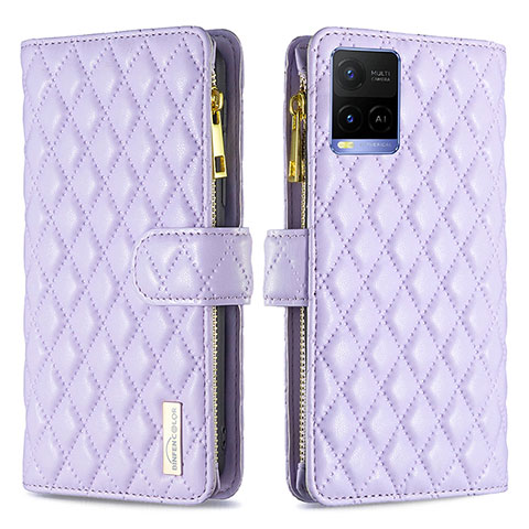 Coque Portefeuille Livre Cuir Etui Clapet B12F pour Vivo Y21a Violet