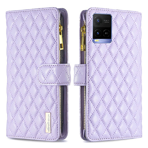 Coque Portefeuille Livre Cuir Etui Clapet B12F pour Vivo Y21G Violet