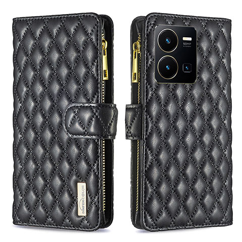 Coque Portefeuille Livre Cuir Etui Clapet B12F pour Vivo Y35 4G Noir