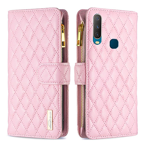 Coque Portefeuille Livre Cuir Etui Clapet B12F pour Vivo Y3s Or Rose