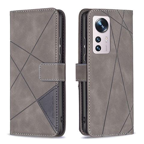 Coque Portefeuille Livre Cuir Etui Clapet B12F pour Xiaomi Mi 12 Pro 5G Gris