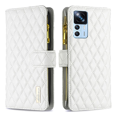 Coque Portefeuille Livre Cuir Etui Clapet B12F pour Xiaomi Mi 12T 5G Blanc