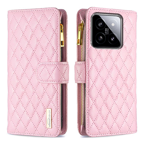 Coque Portefeuille Livre Cuir Etui Clapet B12F pour Xiaomi Mi 14 5G Or Rose