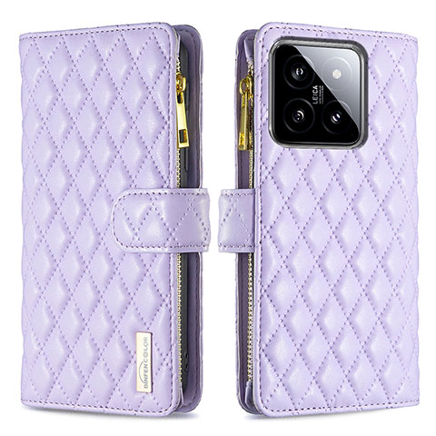 Coque Portefeuille Livre Cuir Etui Clapet B12F pour Xiaomi Mi 14 5G Violet