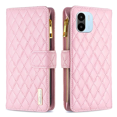 Coque Portefeuille Livre Cuir Etui Clapet B12F pour Xiaomi Poco C51 Or Rose