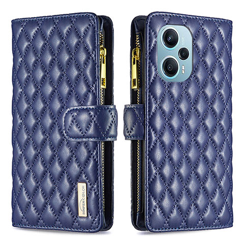 Coque Portefeuille Livre Cuir Etui Clapet B12F pour Xiaomi Poco F5 5G Bleu