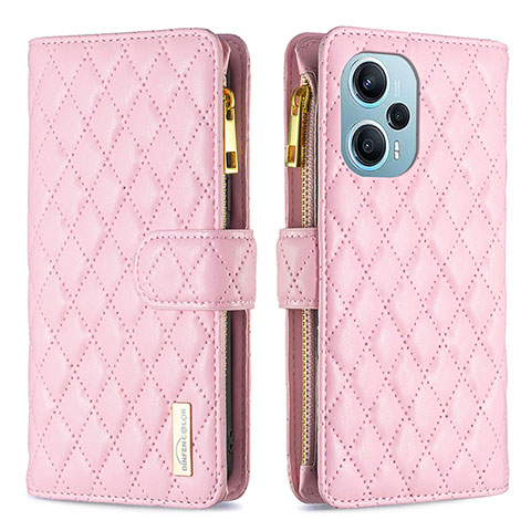 Coque Portefeuille Livre Cuir Etui Clapet B12F pour Xiaomi Poco F5 5G Or Rose