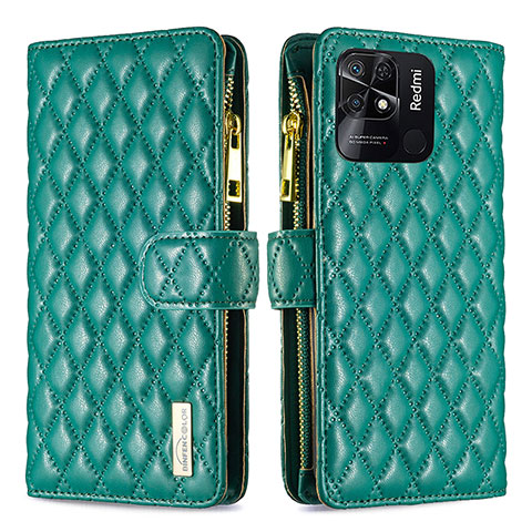 Coque Portefeuille Livre Cuir Etui Clapet B12F pour Xiaomi Redmi 10 India Vert