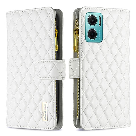 Coque Portefeuille Livre Cuir Etui Clapet B12F pour Xiaomi Redmi 10 Prime Plus 5G Blanc