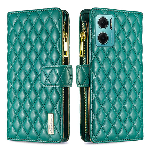 Coque Portefeuille Livre Cuir Etui Clapet B12F pour Xiaomi Redmi 10 Prime Plus 5G Vert