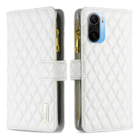 Coque Portefeuille Livre Cuir Etui Clapet B12F pour Xiaomi Redmi K40 5G Blanc