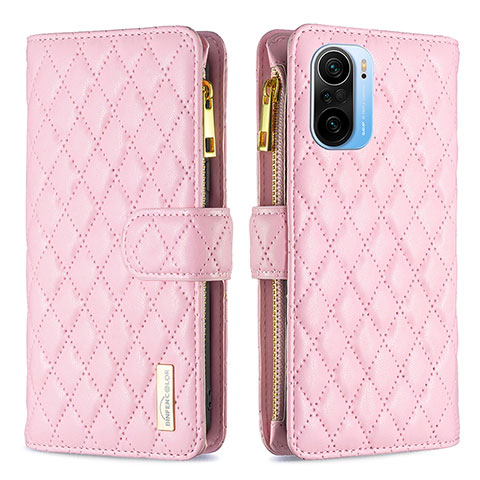 Coque Portefeuille Livre Cuir Etui Clapet B12F pour Xiaomi Redmi K40 5G Or Rose