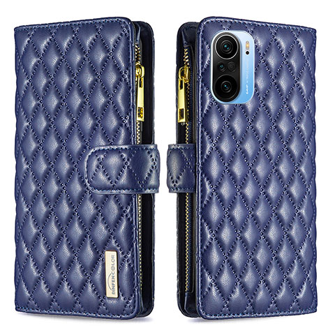 Coque Portefeuille Livre Cuir Etui Clapet B12F pour Xiaomi Redmi K40 Pro 5G Bleu