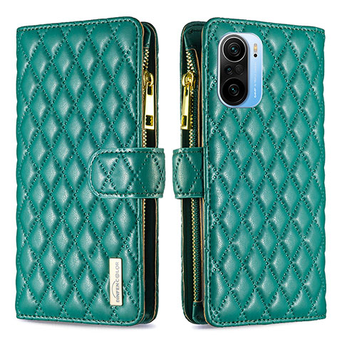 Coque Portefeuille Livre Cuir Etui Clapet B12F pour Xiaomi Redmi K40 Pro+ Plus 5G Vert