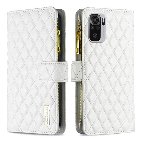 Coque Portefeuille Livre Cuir Etui Clapet B12F pour Xiaomi Redmi Note 10 4G Blanc