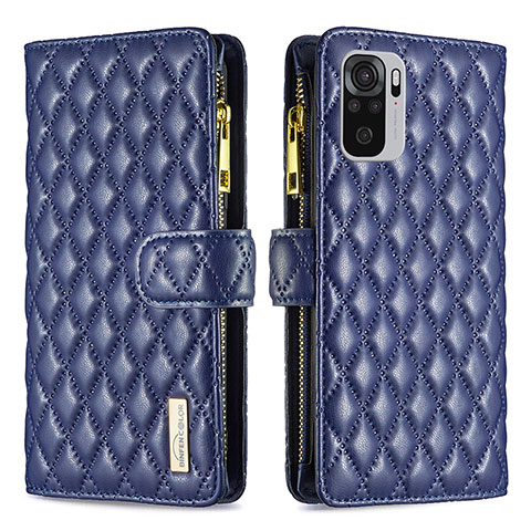 Coque Portefeuille Livre Cuir Etui Clapet B12F pour Xiaomi Redmi Note 10 4G Bleu