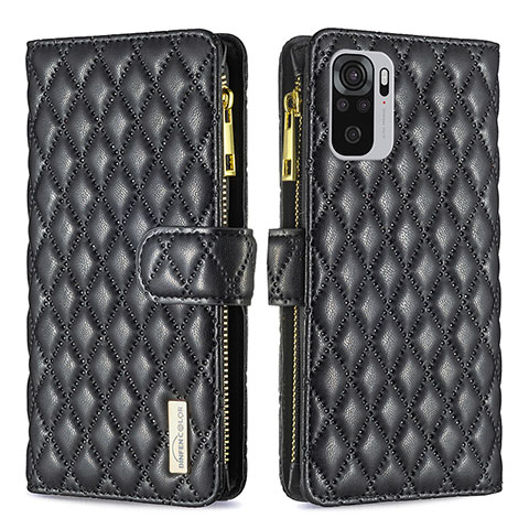 Coque Portefeuille Livre Cuir Etui Clapet B12F pour Xiaomi Redmi Note 10 4G Noir