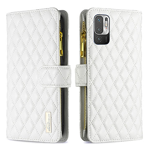 Coque Portefeuille Livre Cuir Etui Clapet B12F pour Xiaomi Redmi Note 10T 5G Blanc