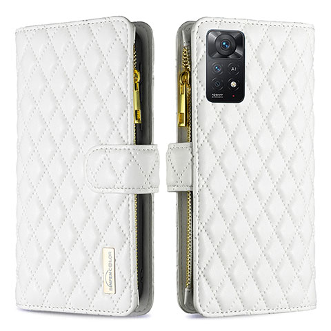 Coque Portefeuille Livre Cuir Etui Clapet B12F pour Xiaomi Redmi Note 11 Pro 5G Blanc