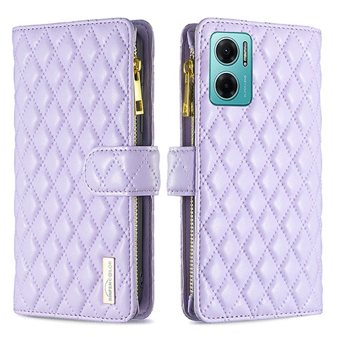 Coque Portefeuille Livre Cuir Etui Clapet B12F pour Xiaomi Redmi Note 11E 5G Violet