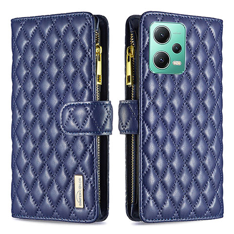 Coque Portefeuille Livre Cuir Etui Clapet B12F pour Xiaomi Redmi Note 12 5G Bleu