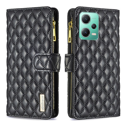 Coque Portefeuille Livre Cuir Etui Clapet B12F pour Xiaomi Redmi Note 12 5G Noir