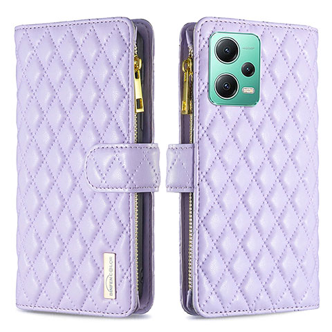 Coque Portefeuille Livre Cuir Etui Clapet B12F pour Xiaomi Redmi Note 12 5G Violet