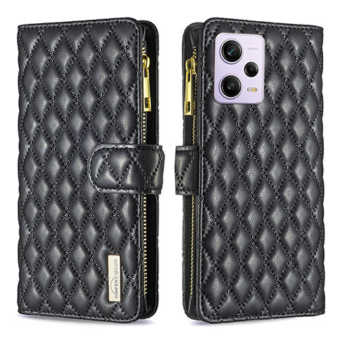 Coque Portefeuille Livre Cuir Etui Clapet B12F pour Xiaomi Redmi Note 12 Pro 5G Noir