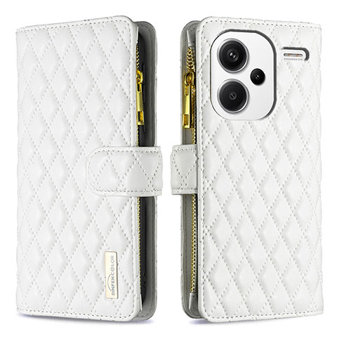 Coque Portefeuille Livre Cuir Etui Clapet B12F pour Xiaomi Redmi Note 13 Pro+ Plus 5G Blanc