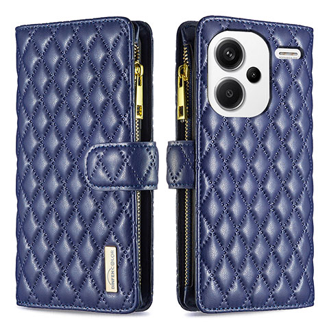 Coque Portefeuille Livre Cuir Etui Clapet B12F pour Xiaomi Redmi Note 13 Pro+ Plus 5G Bleu