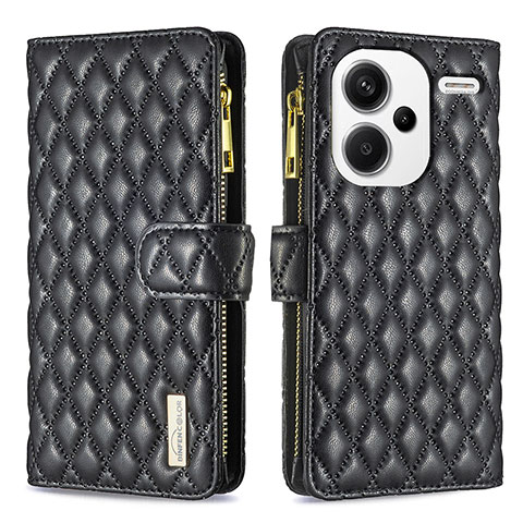 Coque Portefeuille Livre Cuir Etui Clapet B12F pour Xiaomi Redmi Note 13 Pro+ Plus 5G Noir