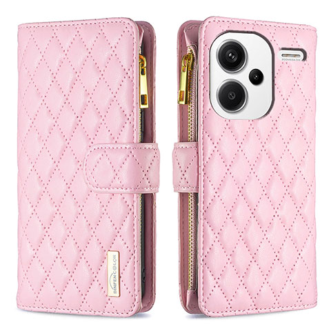 Coque Portefeuille Livre Cuir Etui Clapet B12F pour Xiaomi Redmi Note 13 Pro+ Plus 5G Or Rose