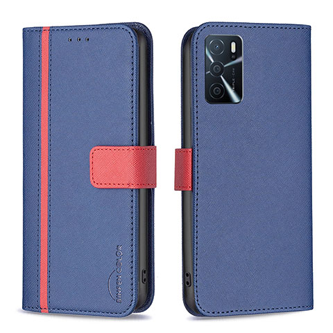 Coque Portefeuille Livre Cuir Etui Clapet B13F pour Oppo A16s Bleu