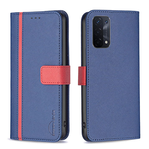 Coque Portefeuille Livre Cuir Etui Clapet B13F pour Oppo A74 5G Bleu