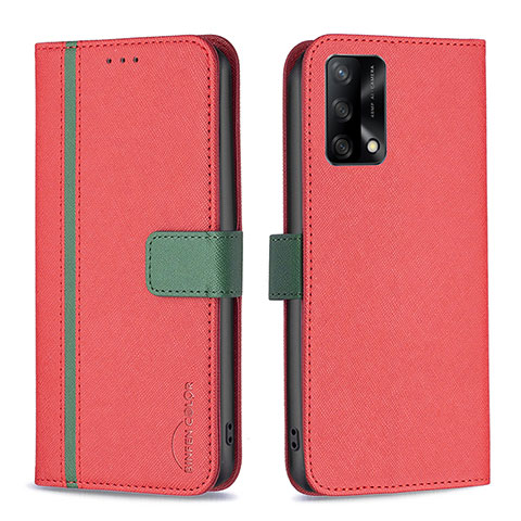 Coque Portefeuille Livre Cuir Etui Clapet B13F pour Oppo A95 4G Rouge