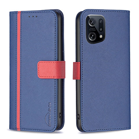 Coque Portefeuille Livre Cuir Etui Clapet B13F pour Oppo Find X5 5G Bleu