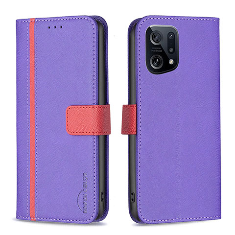 Coque Portefeuille Livre Cuir Etui Clapet B13F pour Oppo Find X5 5G Violet