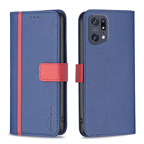 Coque Portefeuille Livre Cuir Etui Clapet B13F pour Oppo Find X5 Pro 5G Bleu