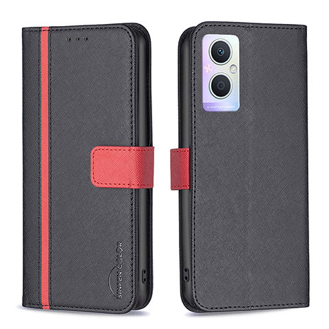 Coque Portefeuille Livre Cuir Etui Clapet B13F pour Oppo Reno7 Z 5G Noir