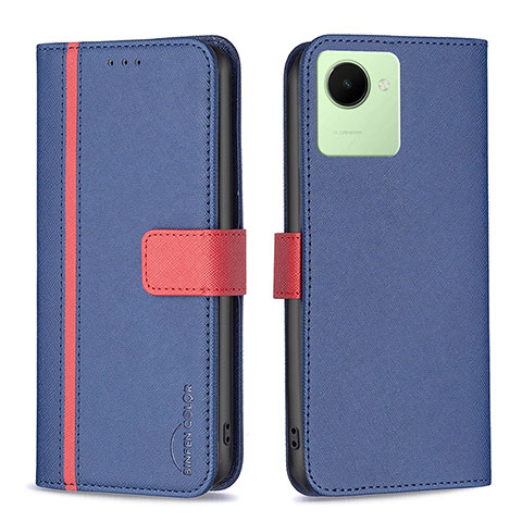 Coque Portefeuille Livre Cuir Etui Clapet B13F pour Realme C30s Bleu