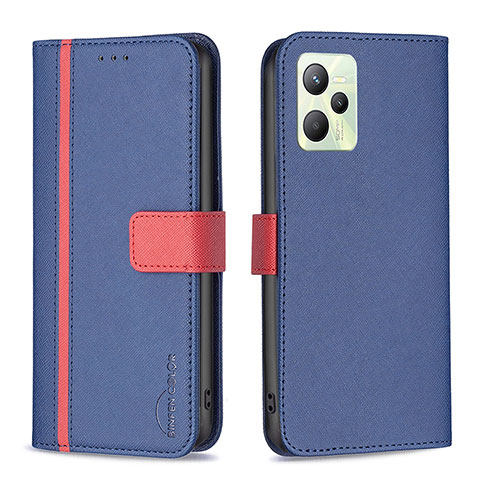 Coque Portefeuille Livre Cuir Etui Clapet B13F pour Realme C35 Bleu