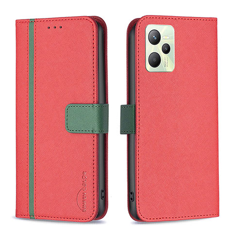 Coque Portefeuille Livre Cuir Etui Clapet B13F pour Realme C35 Rouge