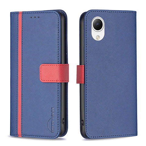 Coque Portefeuille Livre Cuir Etui Clapet B13F pour Samsung Galaxy A23 5G SC-56C Bleu