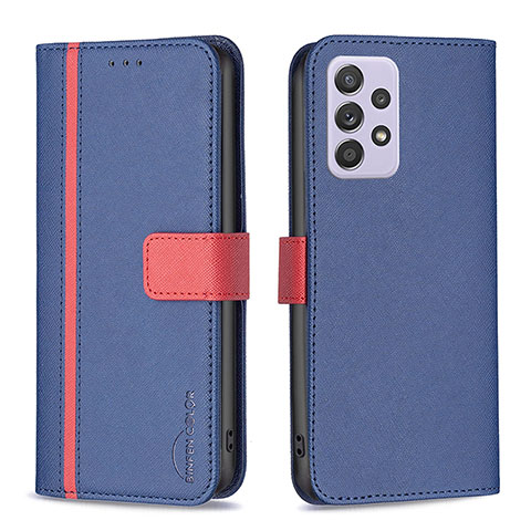 Coque Portefeuille Livre Cuir Etui Clapet B13F pour Samsung Galaxy A52 4G Bleu